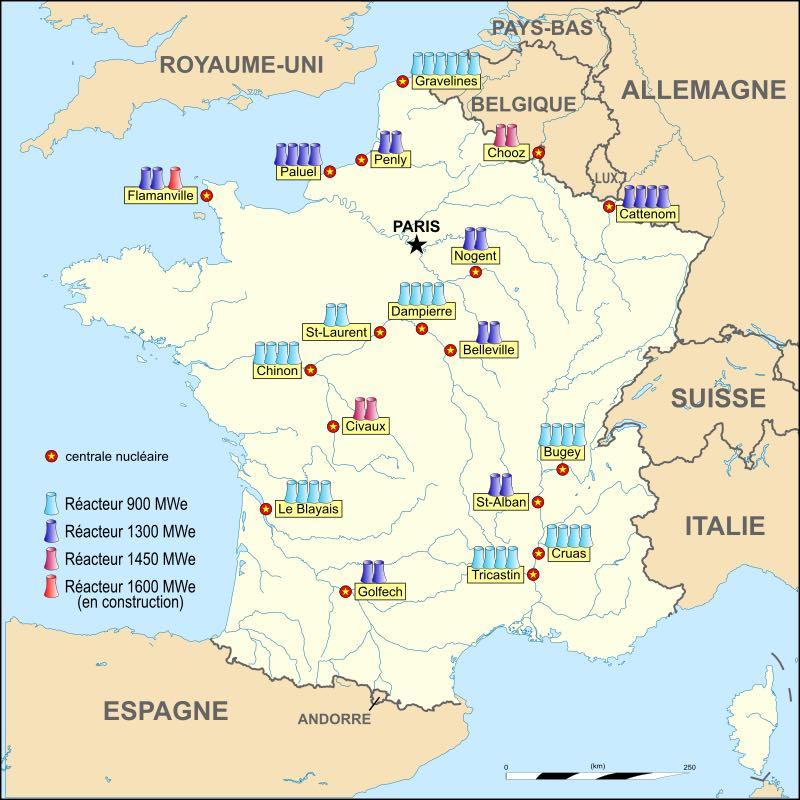 carte nucléaire france