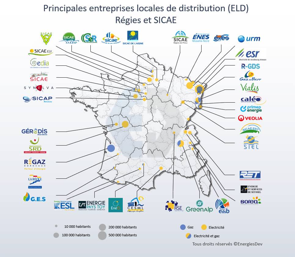 Principales entreprises locales de distribution (ELD) en France