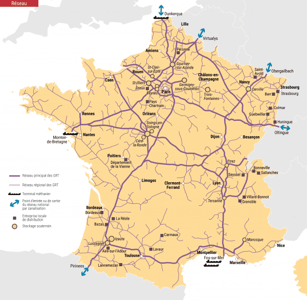 Les réseaux de transport et de distribution du gaz naturel en France
